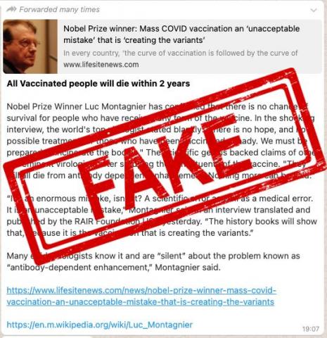 Les mensonges du prix Nobel Luc Montagnier sur les vaccins contre le Covid-19 