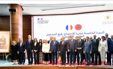 15e Réunion de Haut Niveau Maroc-France, délégations des deux pays à Rabat