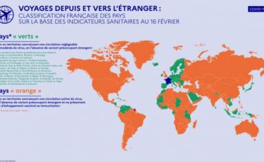 la liste actualisée des pays classés en vert et orange par la France